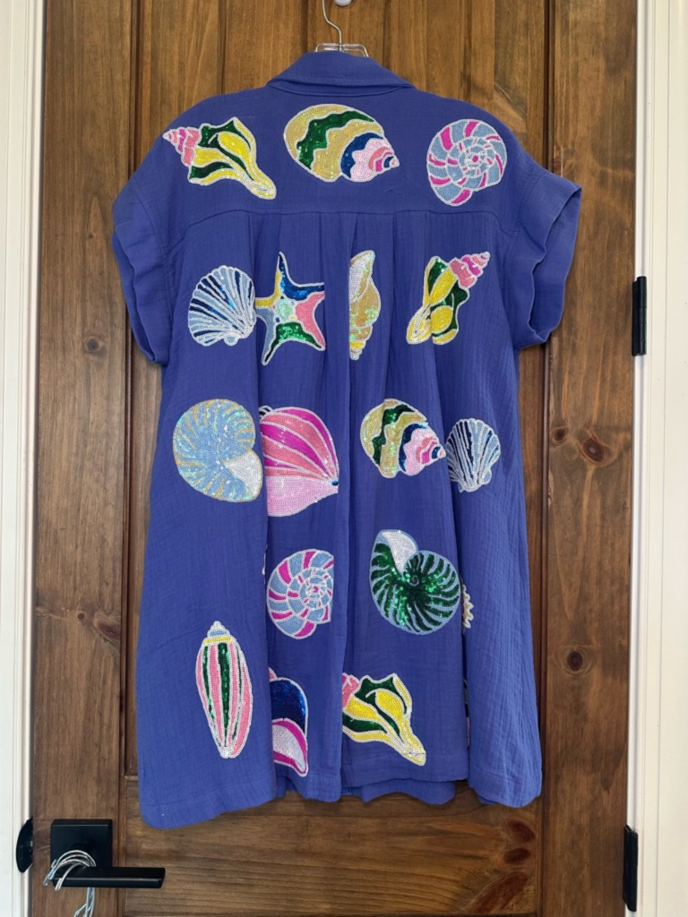 QUEEN OF SPARKLES Blue/Purple Shell-Print Swim Coverup - Picture 2 of 2